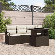 Set Divano da Giardino 5 pcs Marrone Poly Rattan
