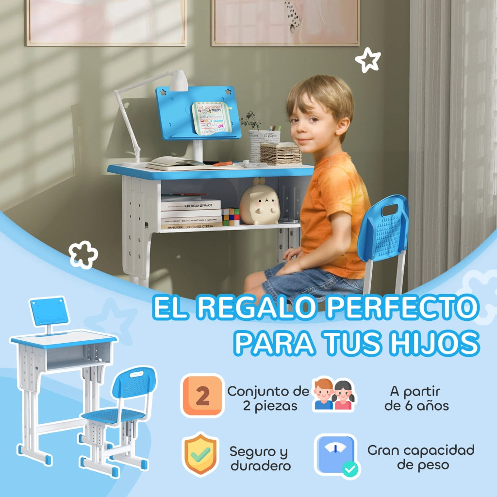 Scrivania per Bambini con Sedia ¨C Minimal ¨C 60x45x90-102 cm Blu