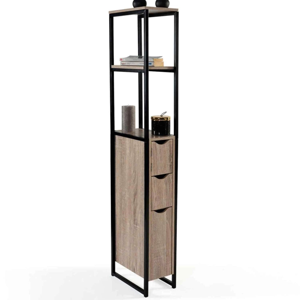 IDMarket - Mobili per WC a 3 ante con ripiani dal design industriale