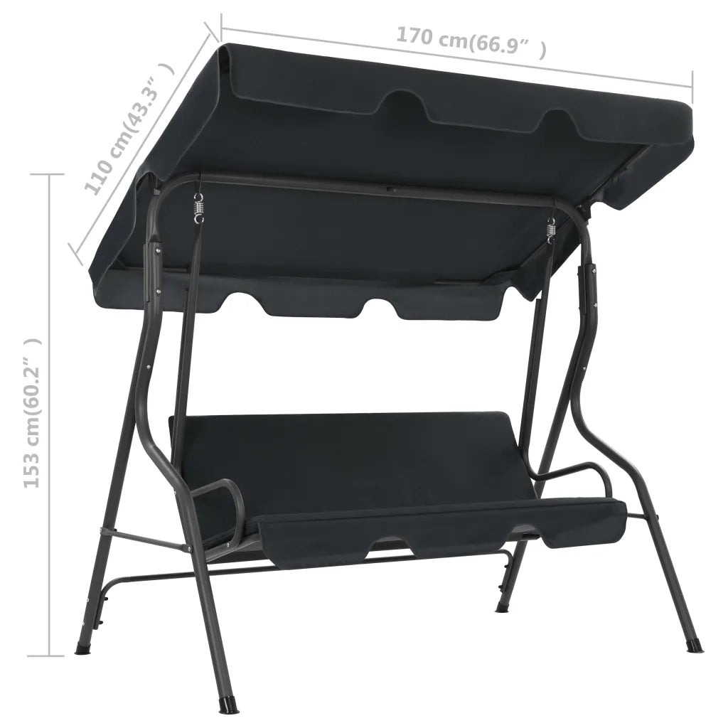 Panchina a Dondolo da Giardino | Panca da Giardino Antracite 170x110x153 cm