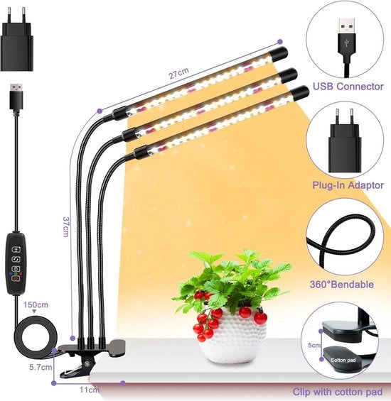 Lampada LED per piante in crescita - timer a/s - spettro completo per semi e piante grasse