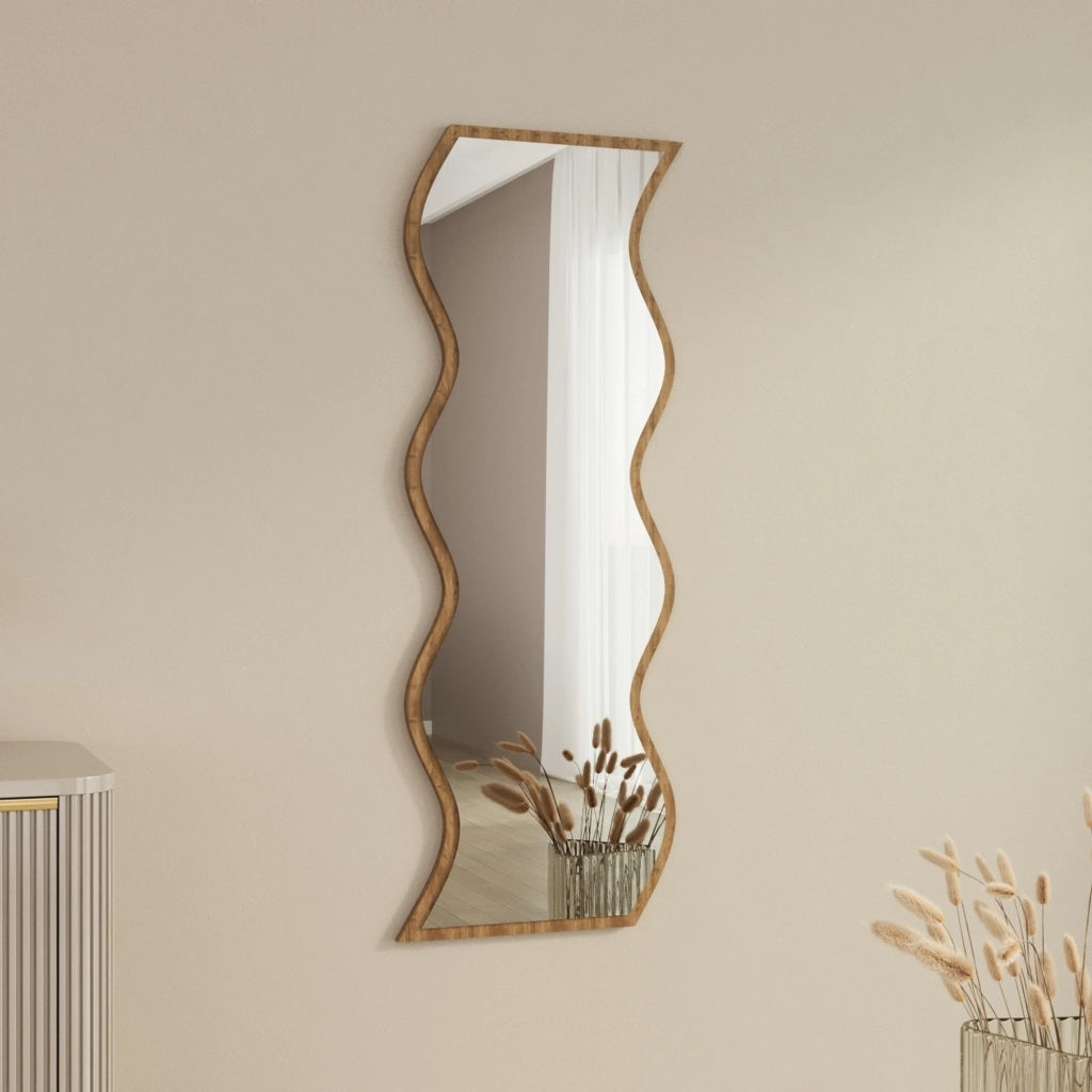 Metonoka, Specchio Forma Rettangolare, 40x120h cm Marrone Noce