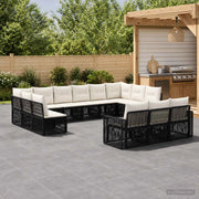 Set Divano da Giardino 13 pz Nero e Bianco Crema polyrattan 3435274
