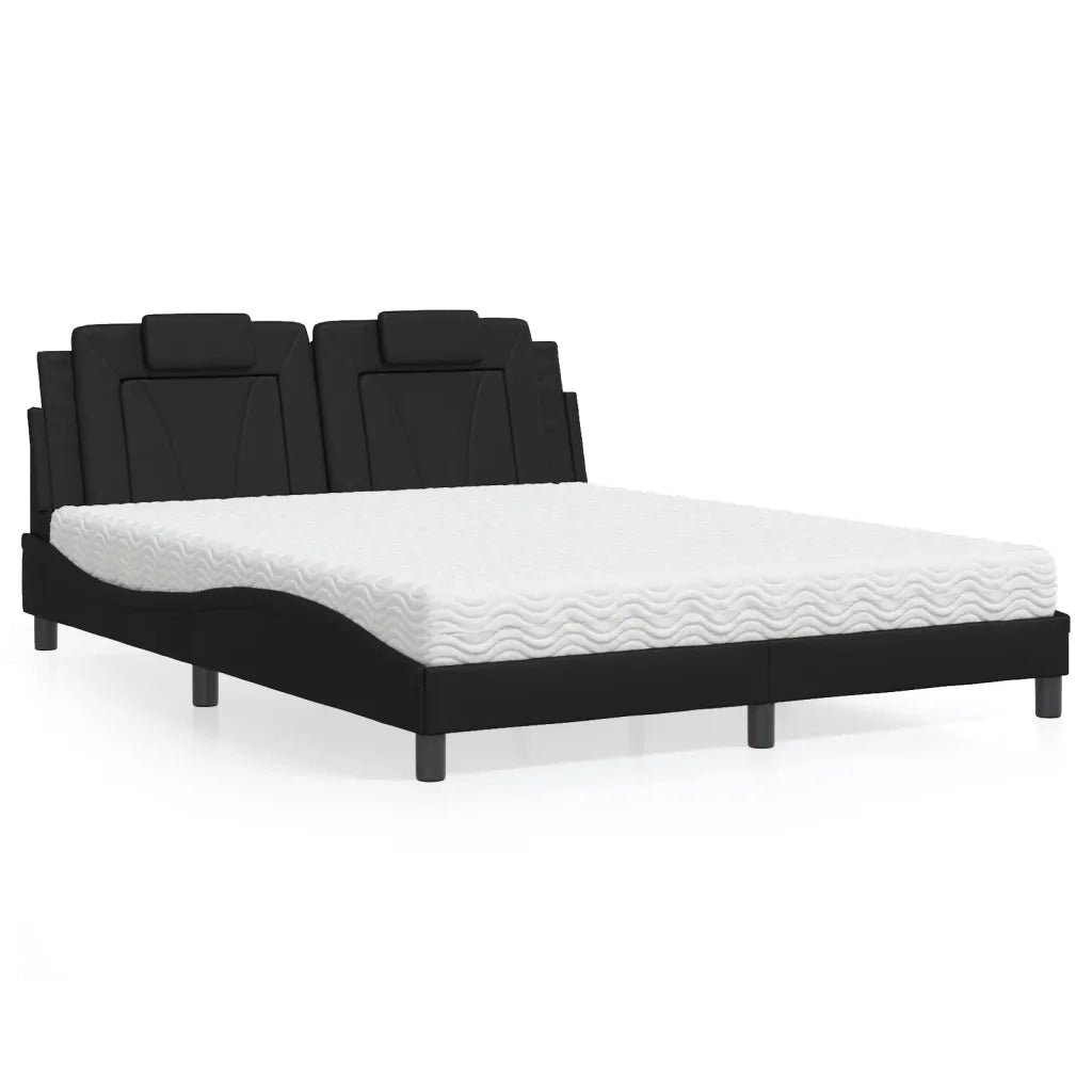 Letto Viana con Materasso Nero 160x200 cm in Similpelle