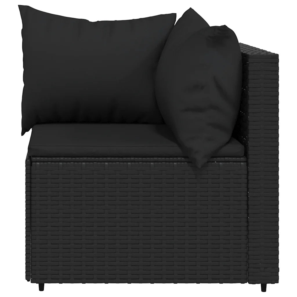 Divani Angolari da Giardino con Cuscini 2pz in Polyrattan Nero 319778