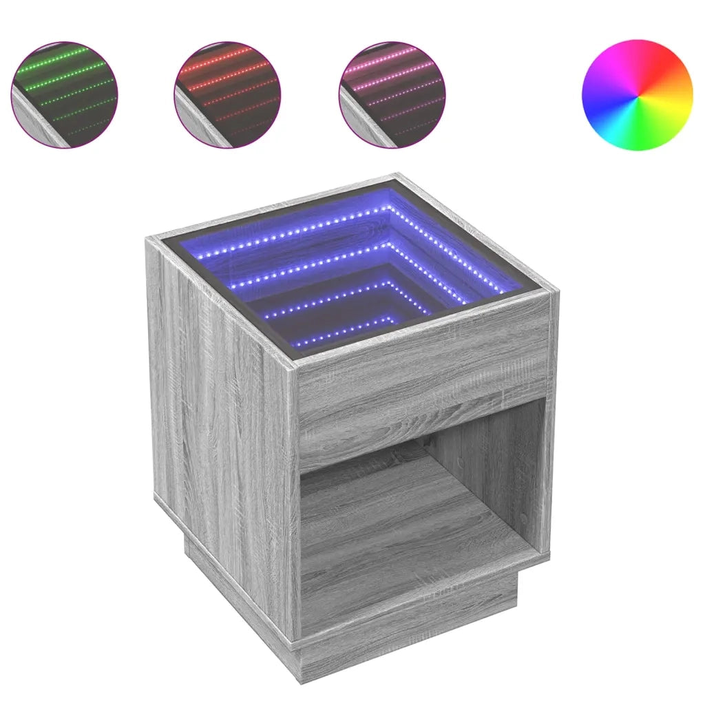 Comodino con LED Infinity Rovere Sonoma 40x40x50 cm 3284082