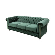 Divano dritto EDGAR – Verde smeraldo – 3 posti – Velluto stile barocco