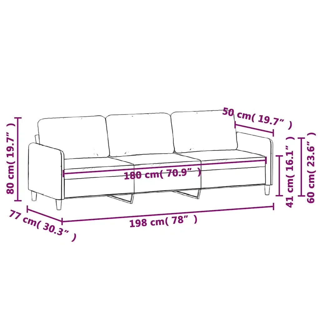 Divano a 3 Posti Crema 180 cm in Velluto 359460