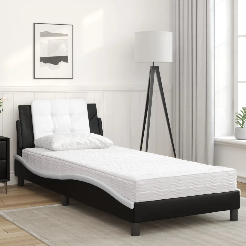 Giroletto senza Materasso Zadar Nero e Bianco 80x200 cm in Similpelle