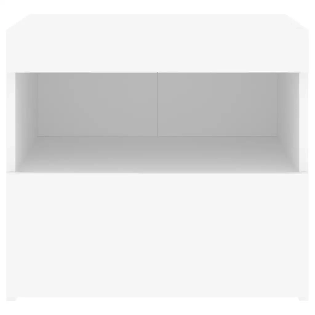 Comodini con Luci LED 2pz Bianchi 50x40x45 cm 836764