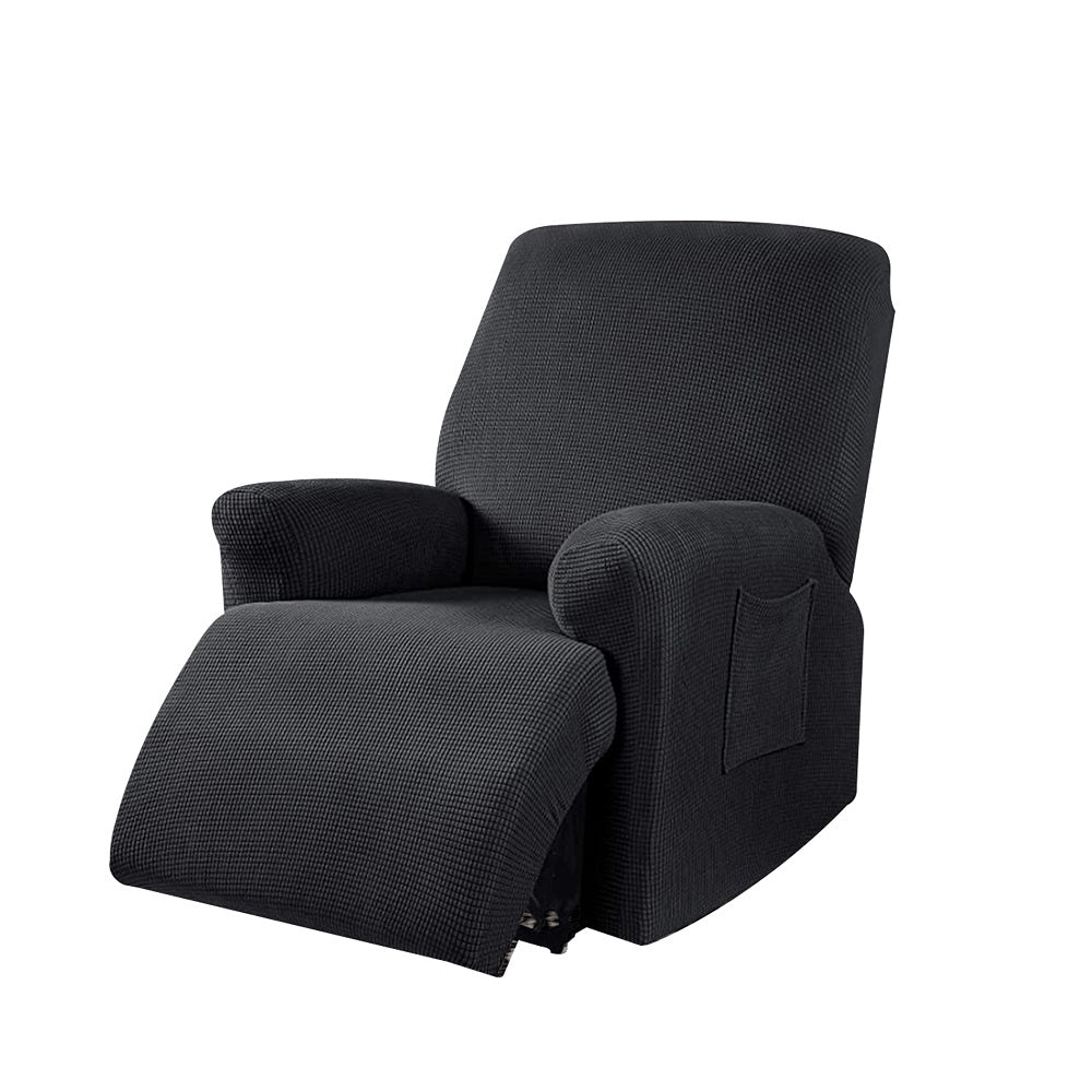 Copripoltrona jacquard elasticizzato per poltrona reclinabile relax con tasche Nero
