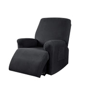 Copripoltrona jacquard elasticizzato per poltrona reclinabile relax con tasche Nero