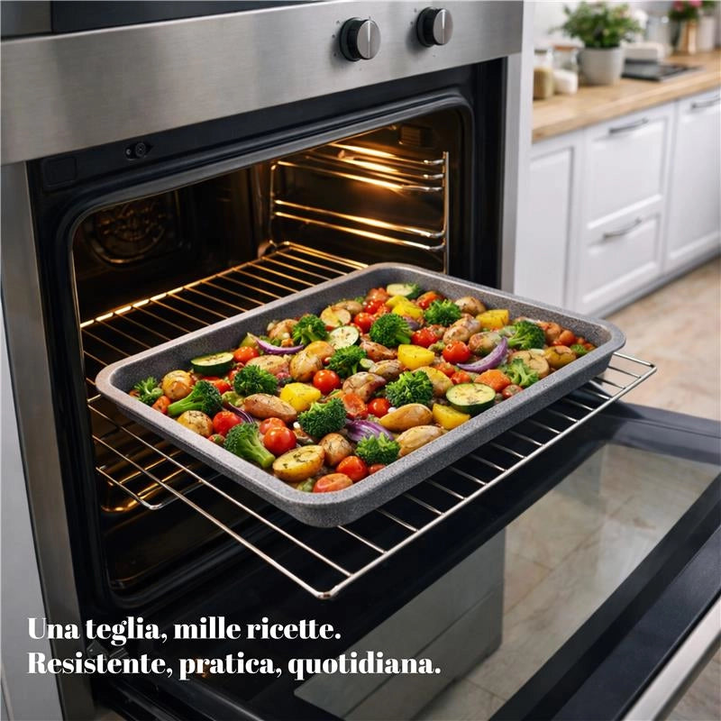 HAPPY STONE TEGLIA RETTANGOLARE BASSA PER PIZZA 40 X 33 X H4 CM