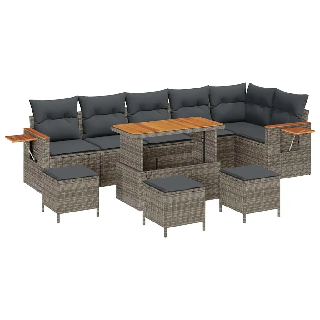 Set Divano da Giardino con cuscino 12 pcs Grigio polyrattan 3365153