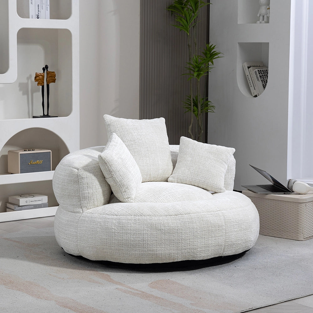 Chaise longue - Xylo - gaming chenille beige con 3 cuscini