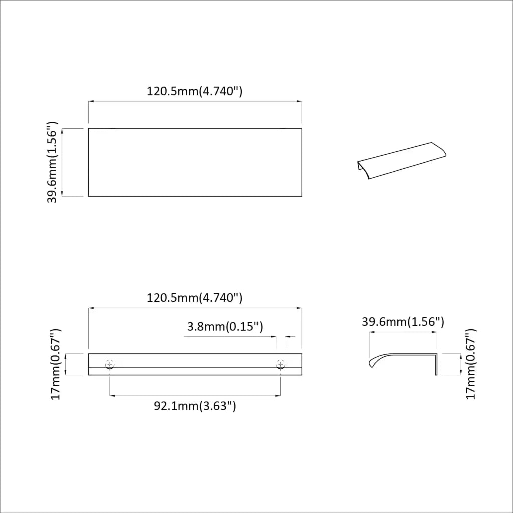 Manico 725 pcs Nero 120 x 39.6 x 17 mm Alluminio