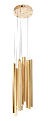 Lampada sospensione Maxlight Organic 10 tubi oro LED dimm.