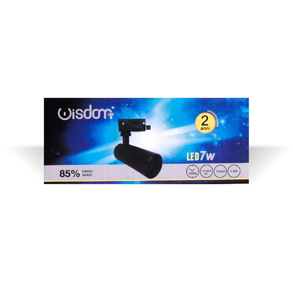 Faretto led da binario 7w bifase luce calda 3000k