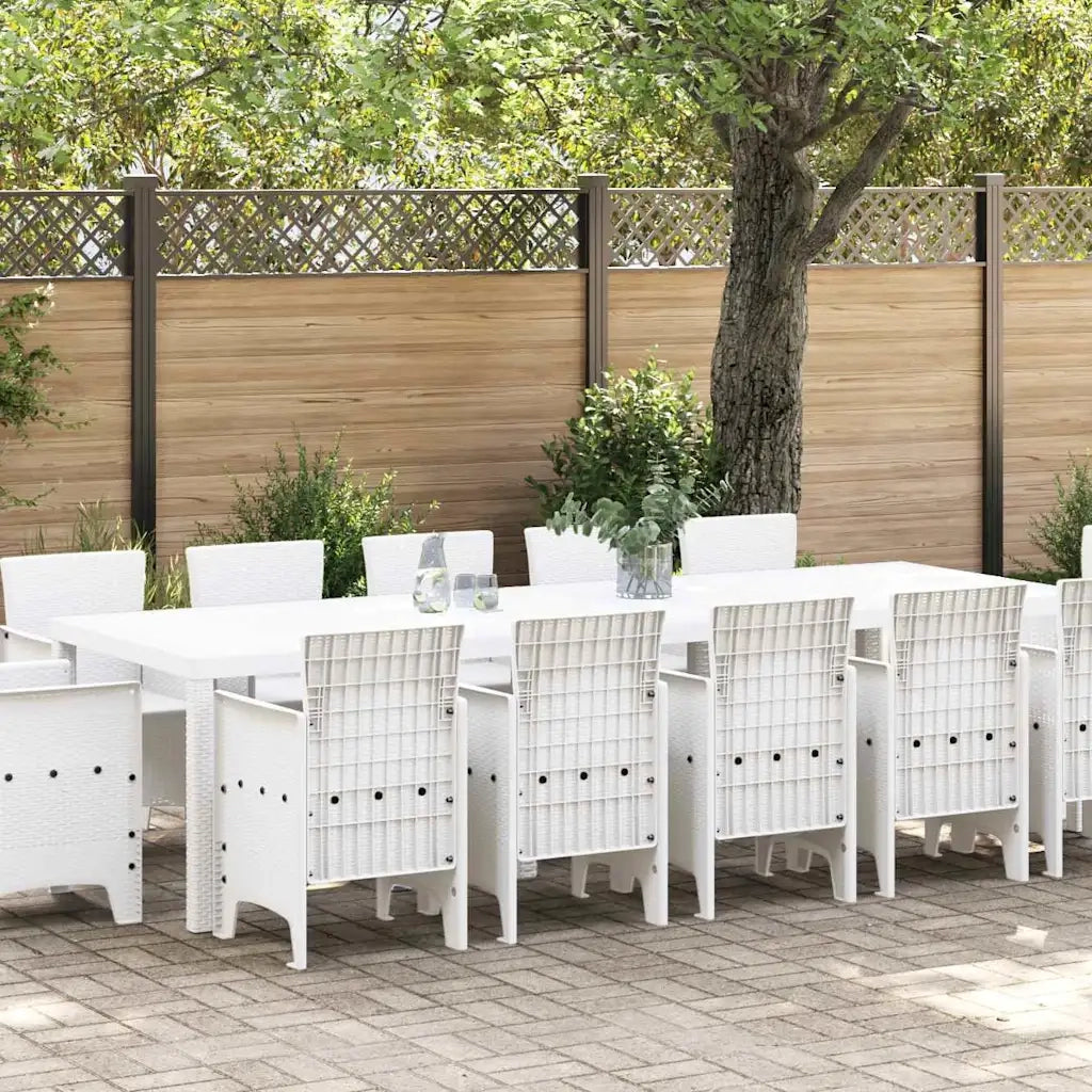 Set da Pranzo per Giardino 13 pcs Bianco Poly Rattan