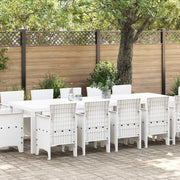 Set da Pranzo per Giardino 13 pcs Bianco Poly Rattan