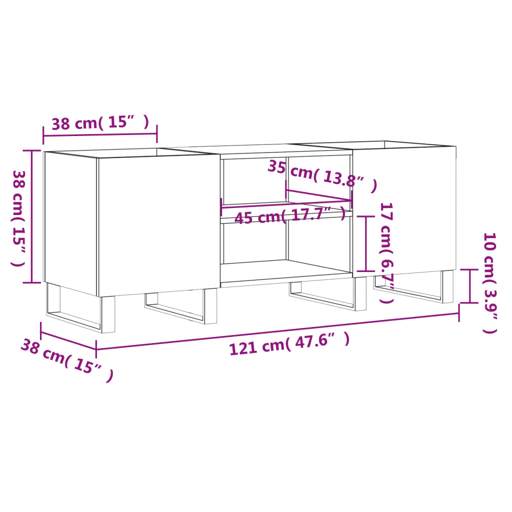 Mobile Porta Dischi Bianco 121x38x48 cm in Legno Multistrato CFW6443644