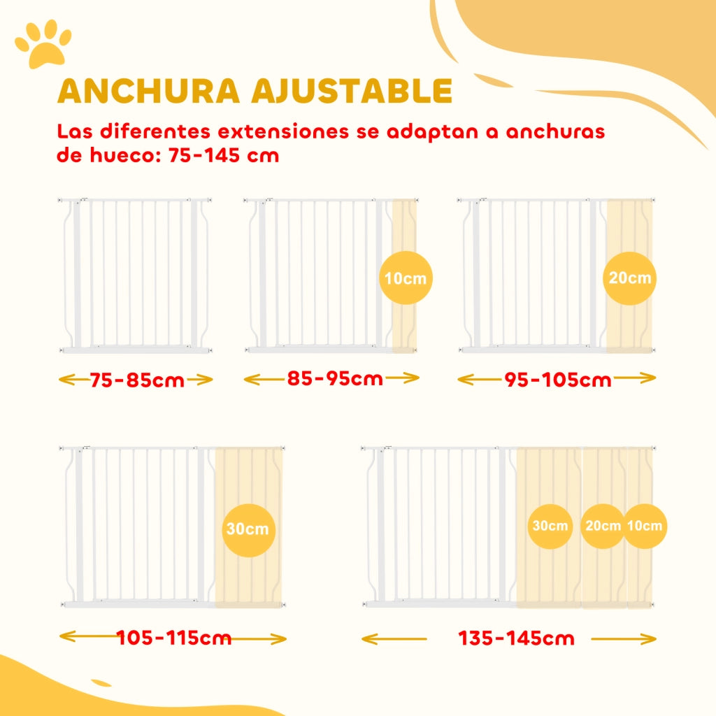 Cancello per Cani Estensibile ¨C Minimal ¨C Bianco 75-145 cm