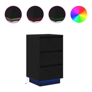 Comodino | Armadio da Notte | Mobiletto da notte con Luci LED Nero 38x34x65 cm