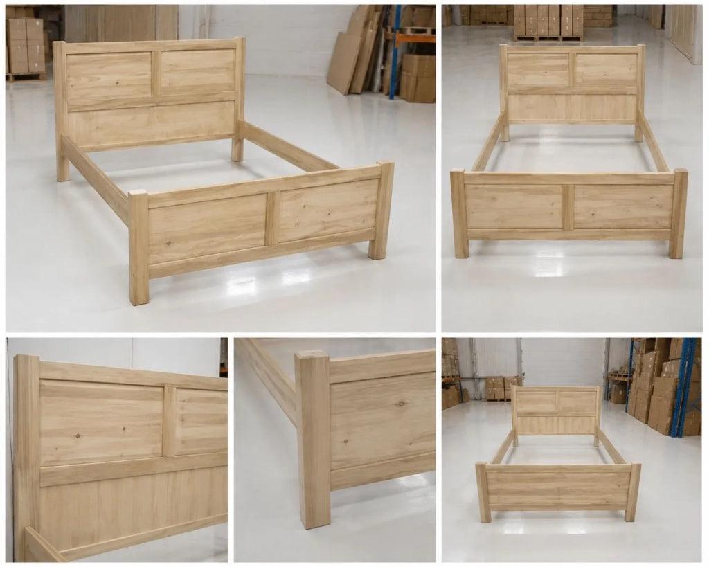 Letto matrimoniale arte povera legno grezzo 173x209x107 - Mobili 2G
