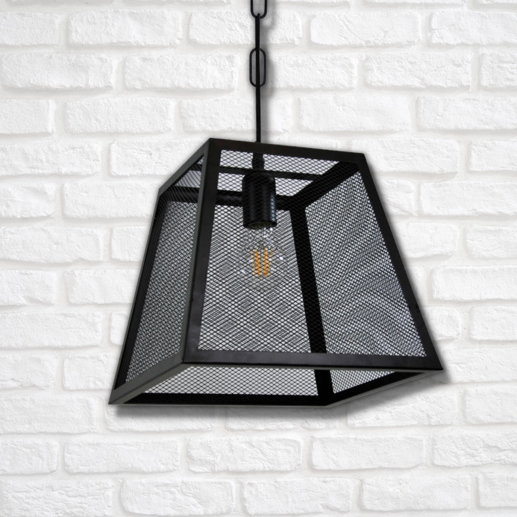 Lampada a sospensione Madera nera metallo E27 29cm Polux