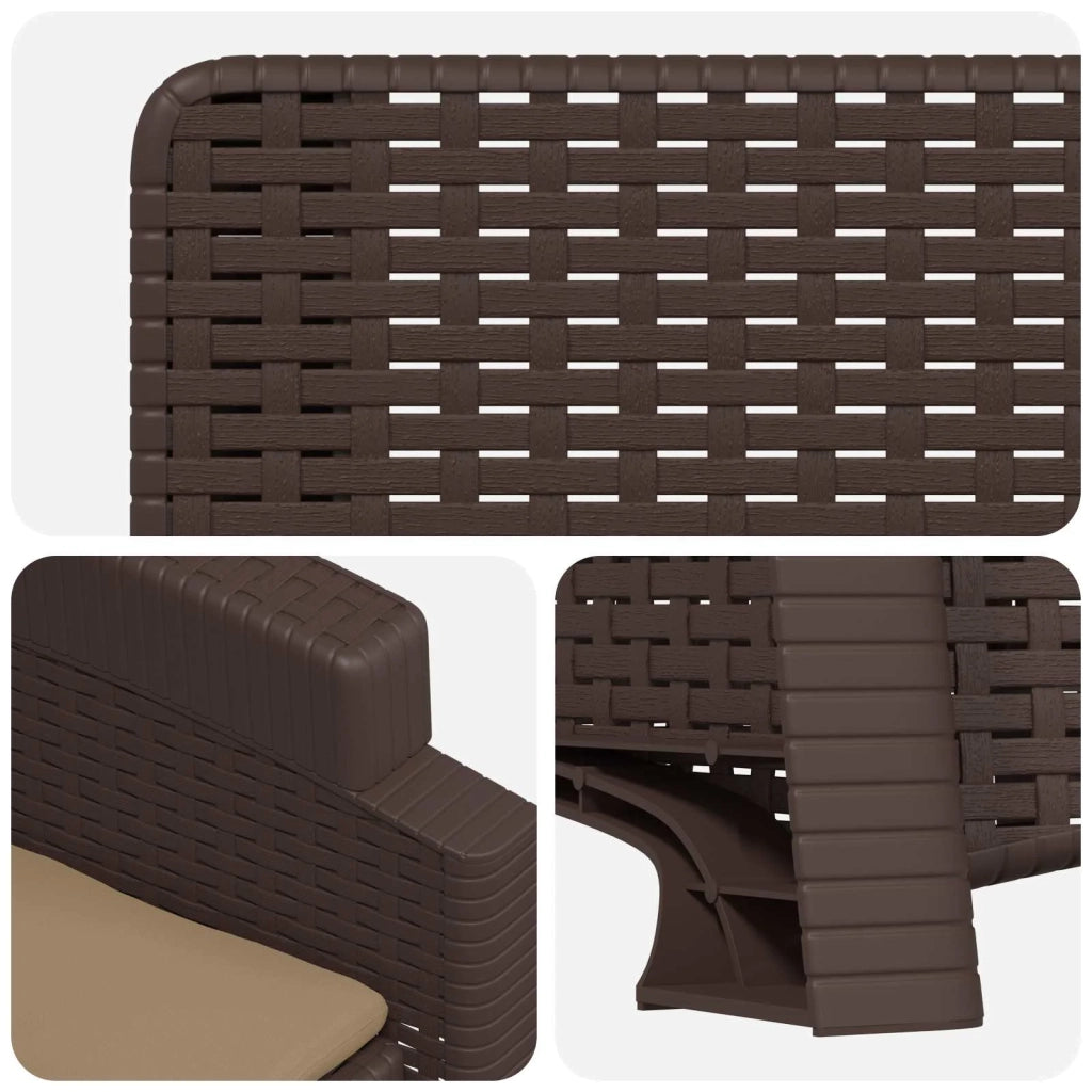 Sedia da giardino reclinabile effetto rattan Marrone e Tortora 8012006