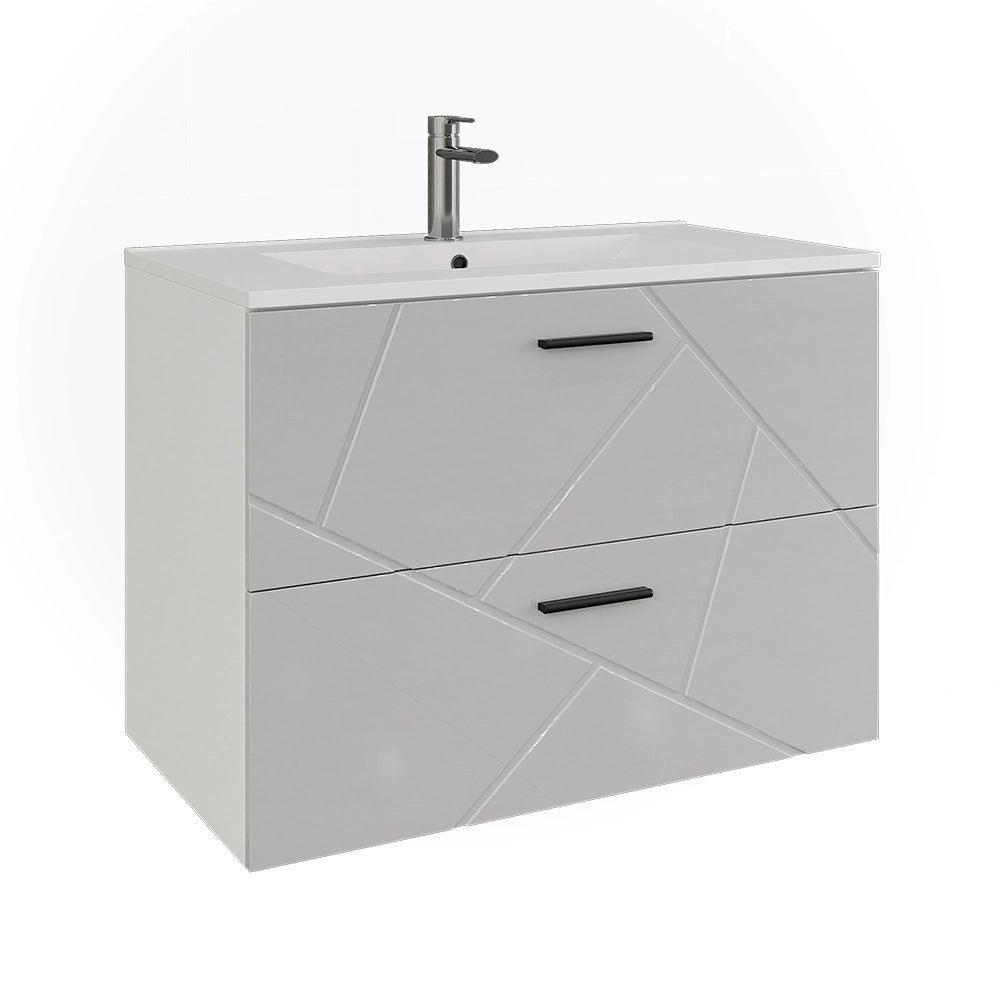 Vicco Set di mobili da bagno Bianco/bianco lucido 2 parti