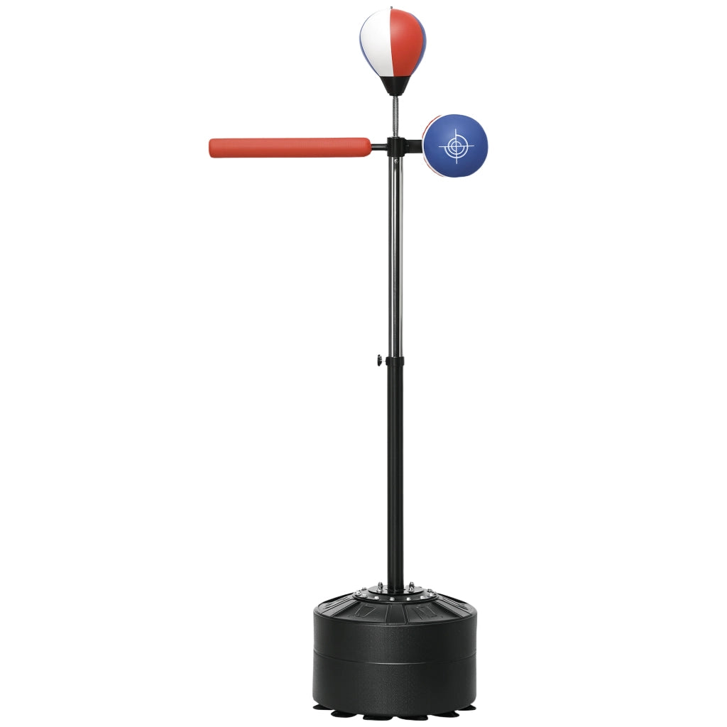 Sacco Boxe da Terra con Barra Girevole, Speedball e Colpitore ¨C Minimal ¨C Acciaio, HDPE, PU, 80.5x48x163-205 cm