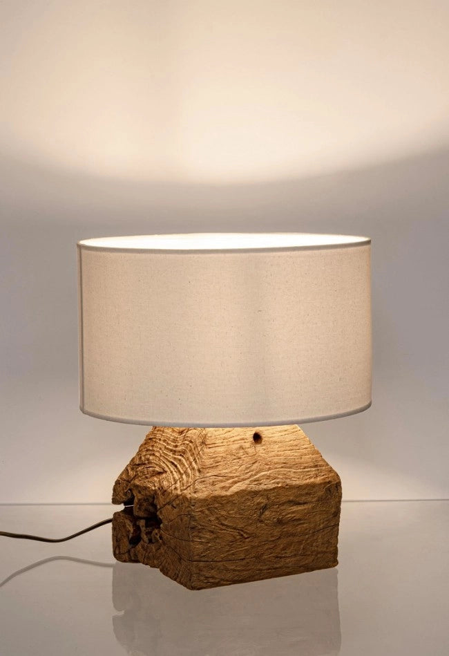 Lampada tavolo legno D.35x40h lumen bianco