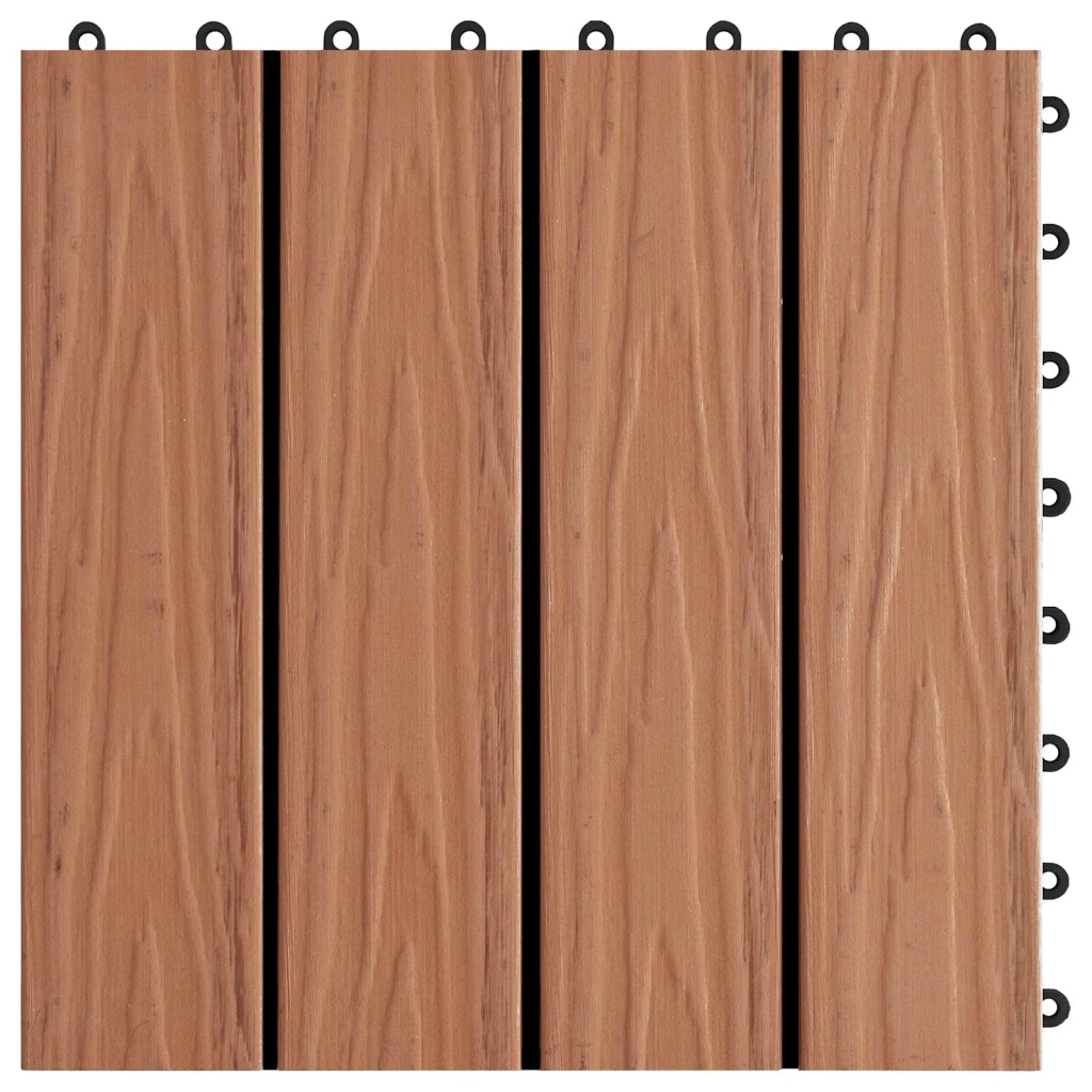 Piastrella per Decking 11 pcs Marrone Chiaro 30 x 30 cm WPC 42046679