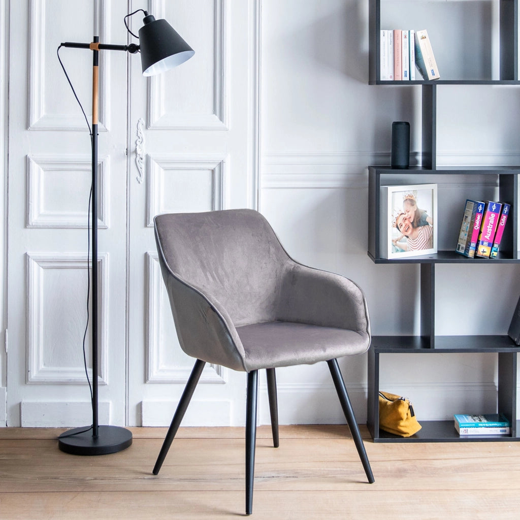 Sedia vintage GISELE in velluto grigio