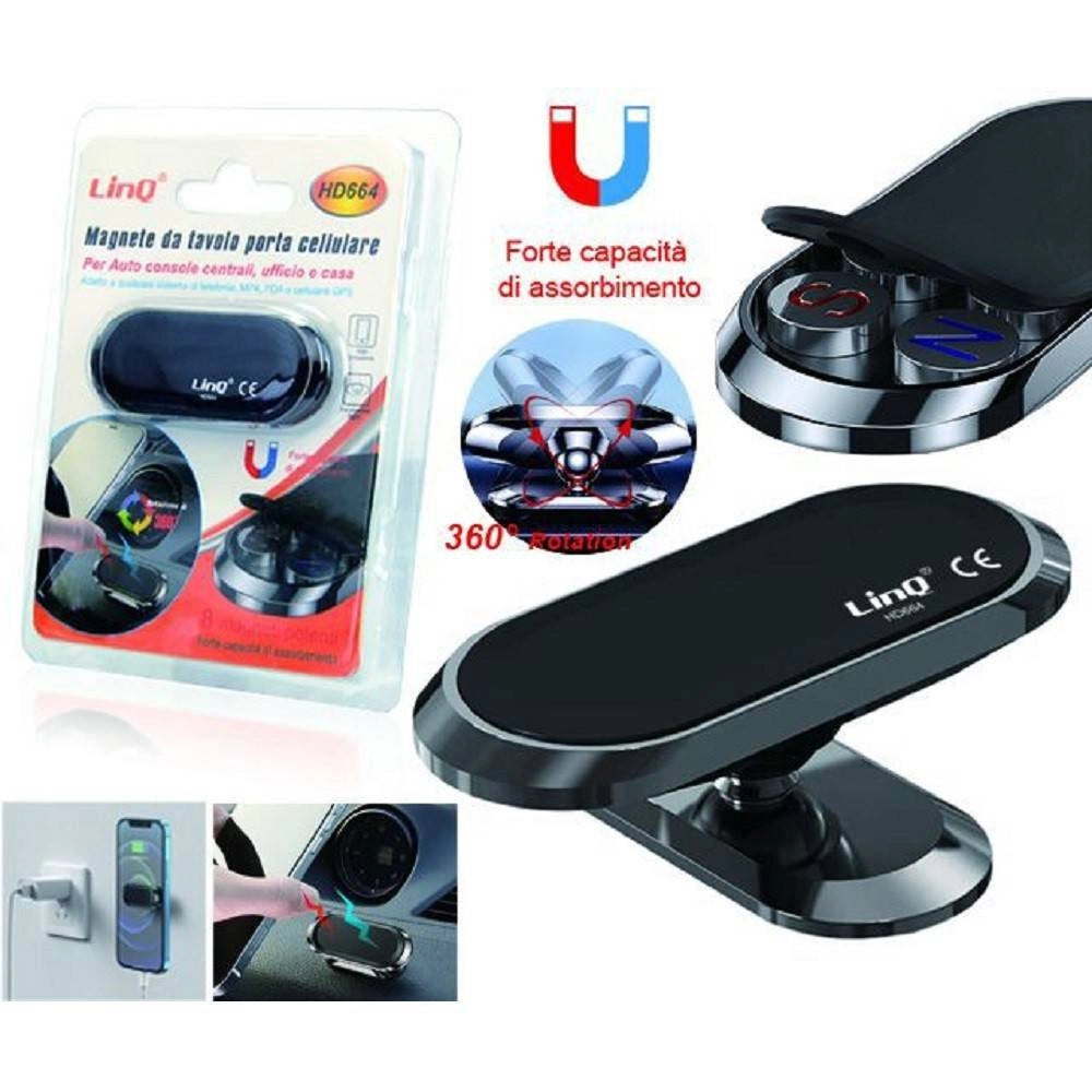 Trade Shop - Magnete Porta Smartphone Cellulare Per Console Centrale Auto Casa Ufficio Hd664 -