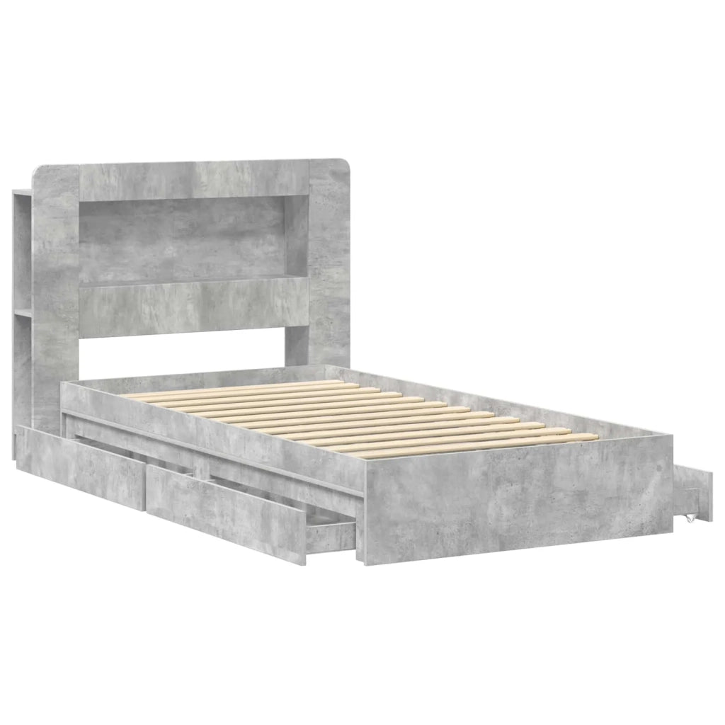Telaio del letto con storage Grigio Cemento 100 x 200 cm