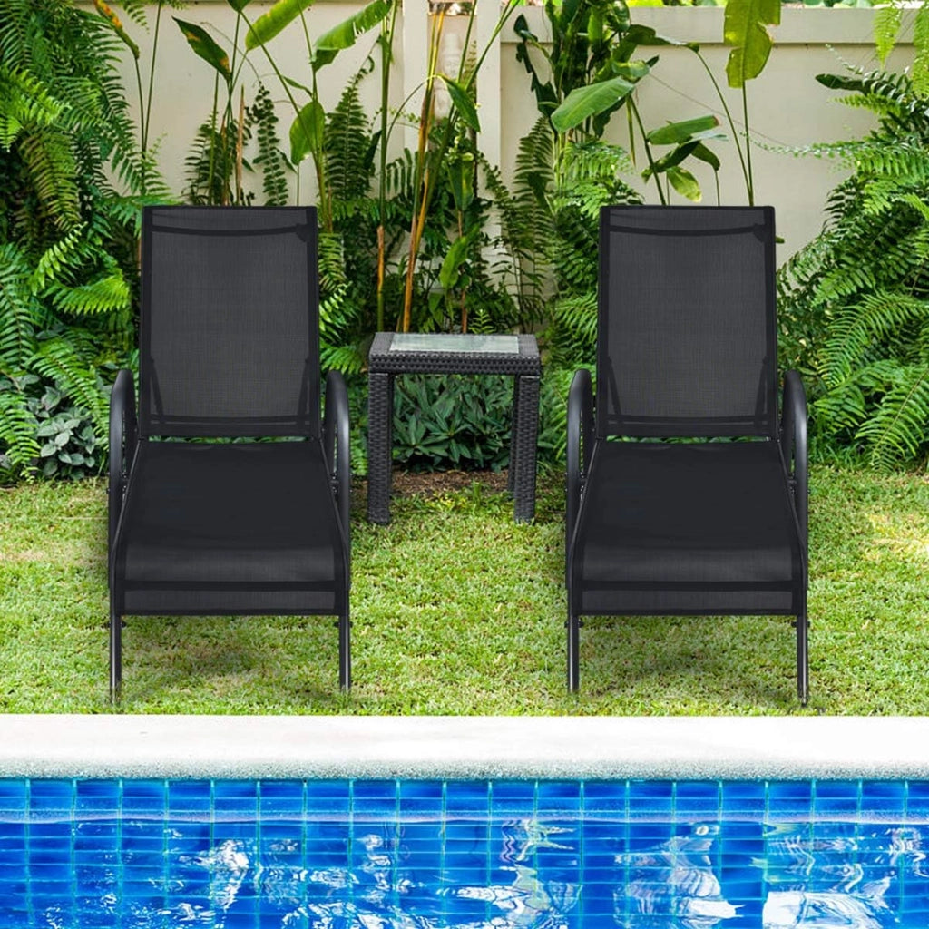 - Chaise da giardino, 2 pezzi, regolabili per giardino, sdraio, sdraio, sdraio, sdraio reclinabile