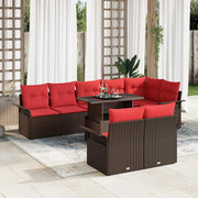 Set Divano da Giardino con cuscino 9 pcs Marrone Poly Rattan 3348310