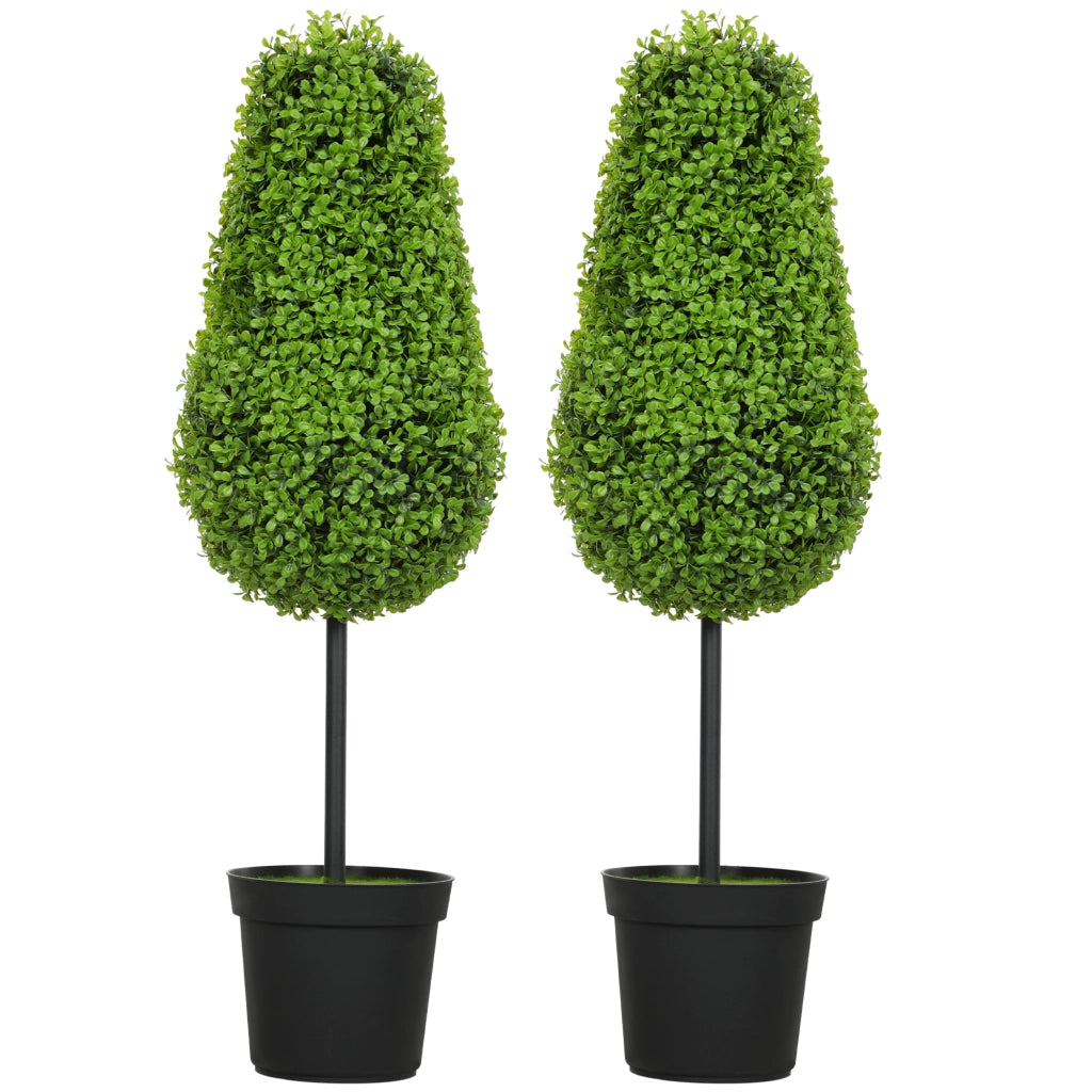 Set 2 Pezzi Pianta Artificiale Buxus in Vaso ¨C Minimal ¨C Verde 90cm