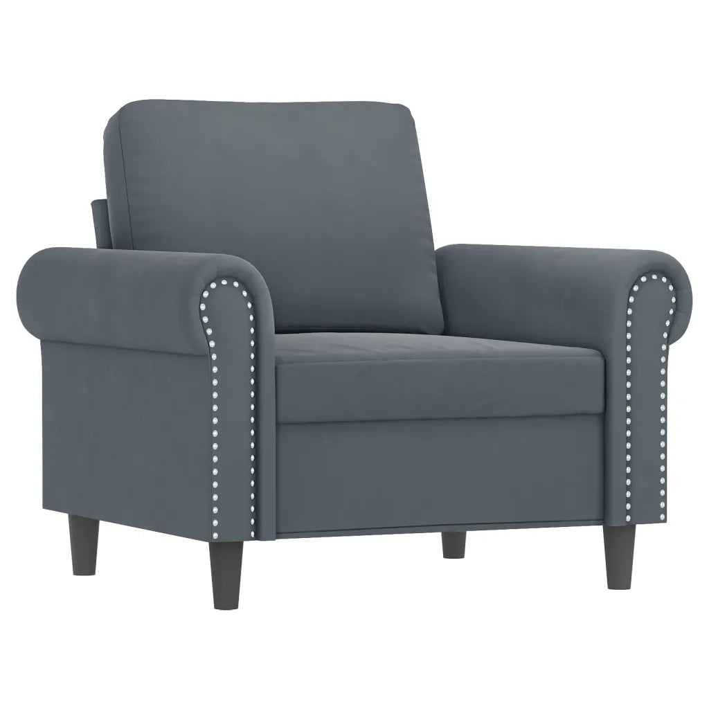 Set di Divani 3 pz con Cuscini Grigio Scuro in Velluto 3202171