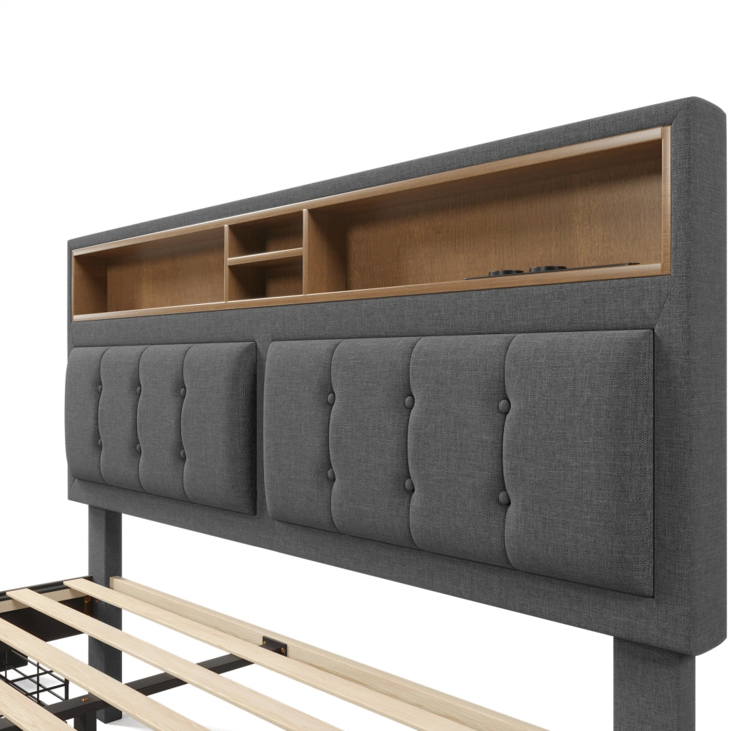 letto imbottito lino grigio 140x200 cm