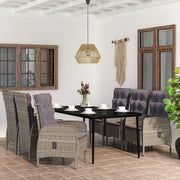 Set da Pranzo da Giardino 7 pz con Cuscini Grigio e Nero 3099375