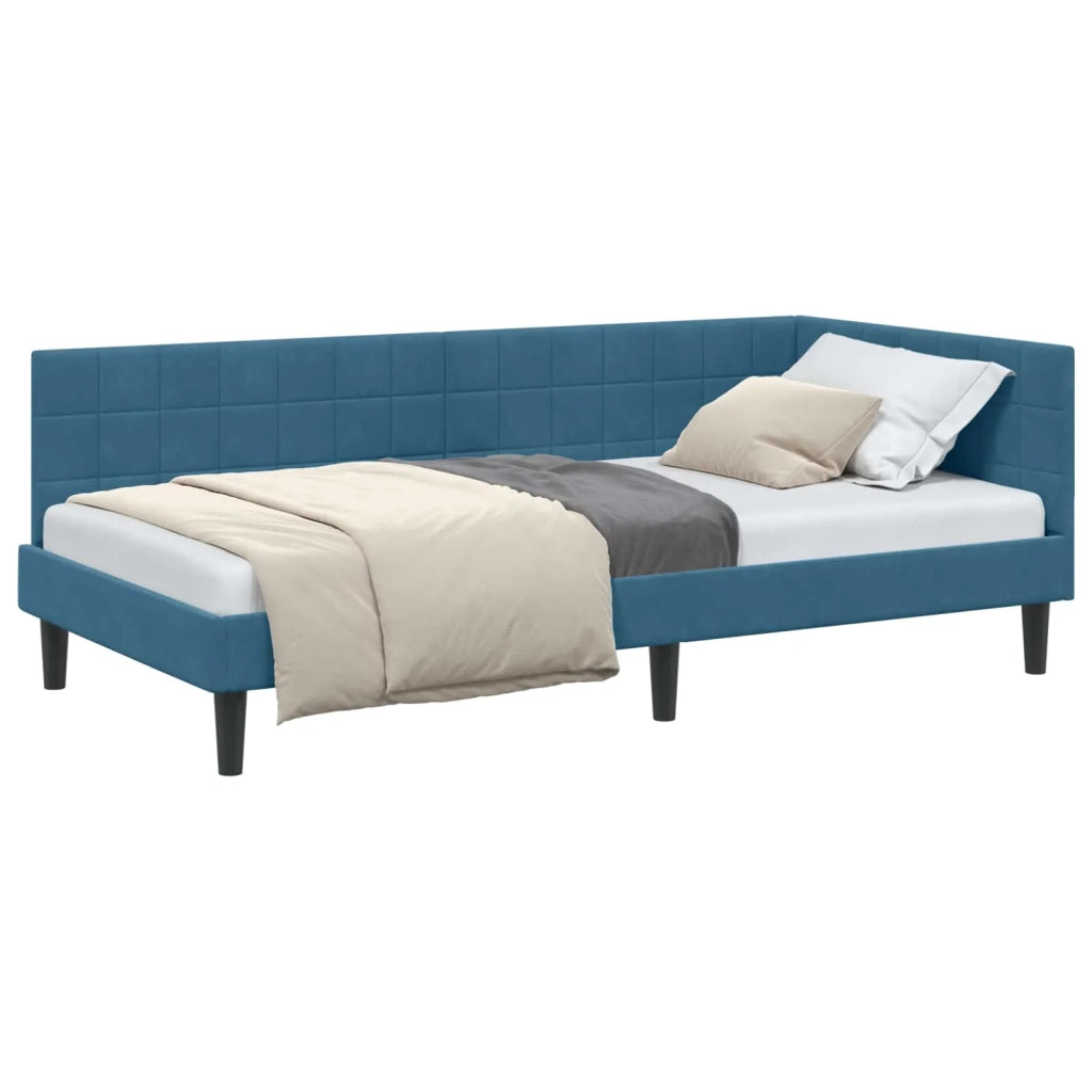 Cornice del letto ad angolo Blu 90 cm x 200 cm Velluto 42016427