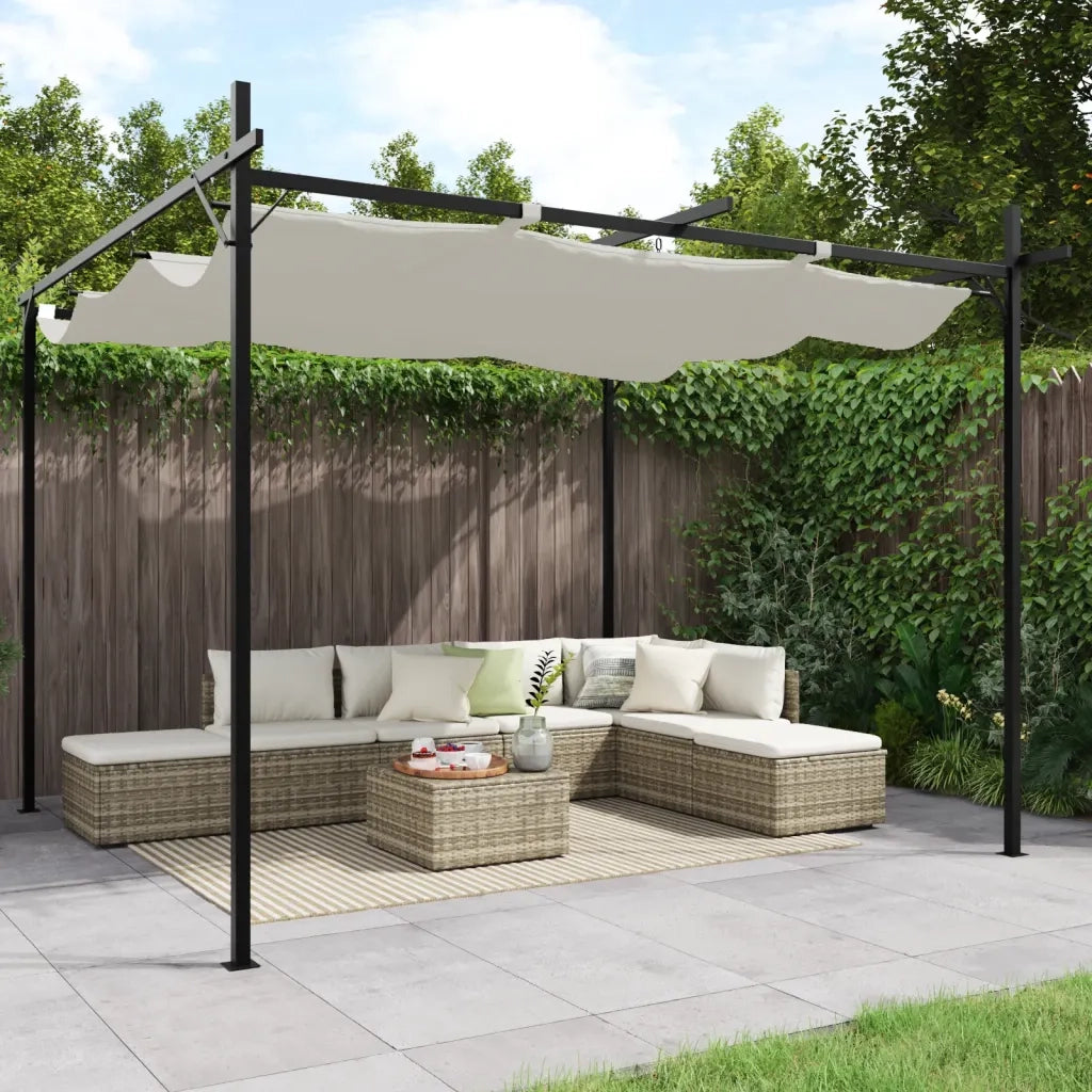 Pergola con Tetto Retrattile Crema 295x292x230 cm CFW8792757