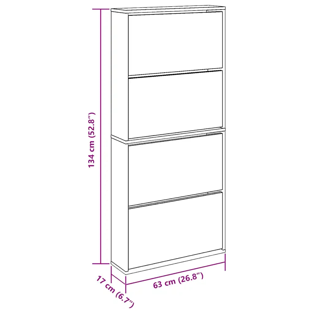 Scarpiera con Specchio a 4 Livelli-Mobile con specchio Grigio Sonoma 63x17x134 cm