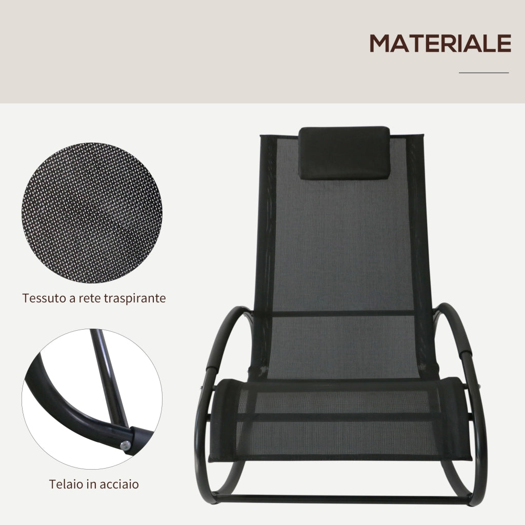Sdraio da Giardino Zero Gravity con Cuscino ¨C zephmum ¨C Nero 105x62x88cm