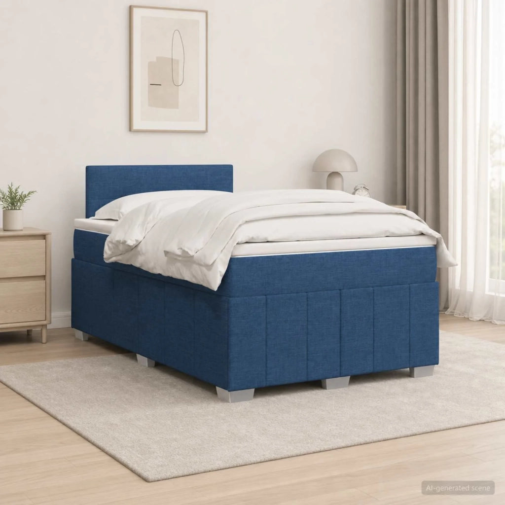 Letto box spring con materasso Blu 120 x 200 cm Tessuto 3452655