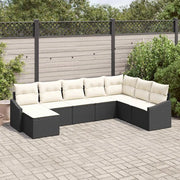 Set di divani con cuscino 8 pcs Nero polyrattan 3346837