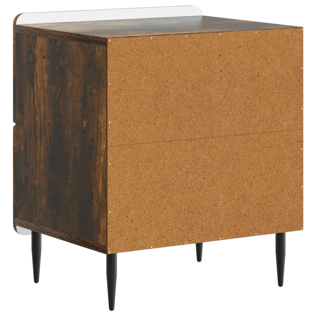 Comodino | Armadio da Notte | Mobiletto da notte con cassetto Rovere Fumo 43 x 34,5 x 49,5 cm